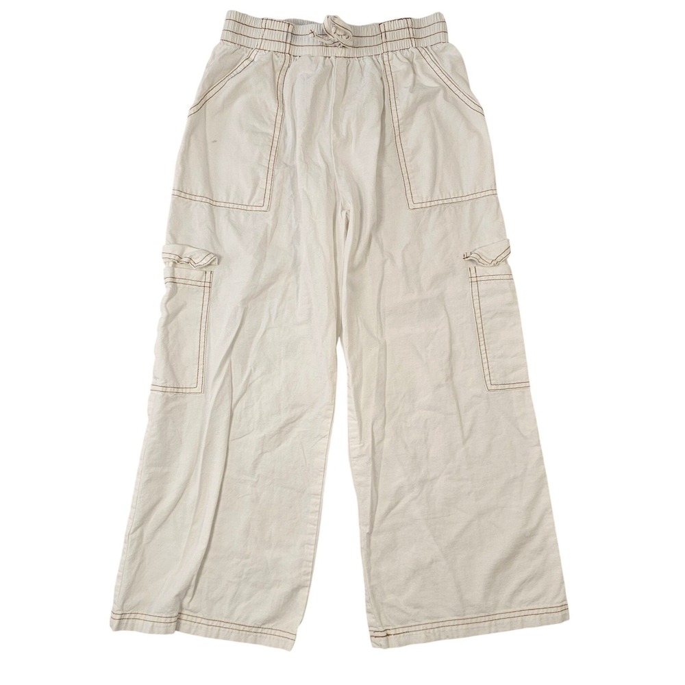 Art Class Girls White Wide Leg Cargo‎ Pants Contrast Stitching Size M 8